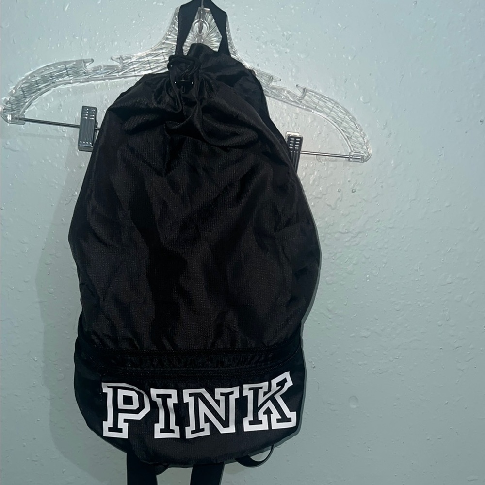 PINK Victoria's Secret Black Drawstring Backpack